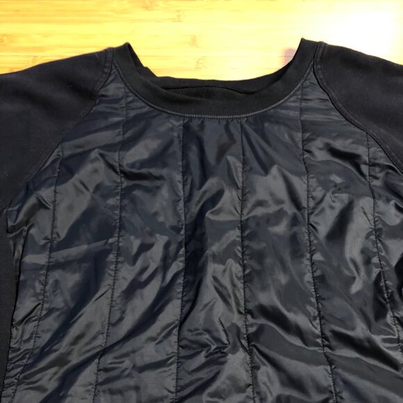 North Face Athletic Sweatshirt Quilted Black Darth Large Top Goth Gym Winter - Picture 2 of 6